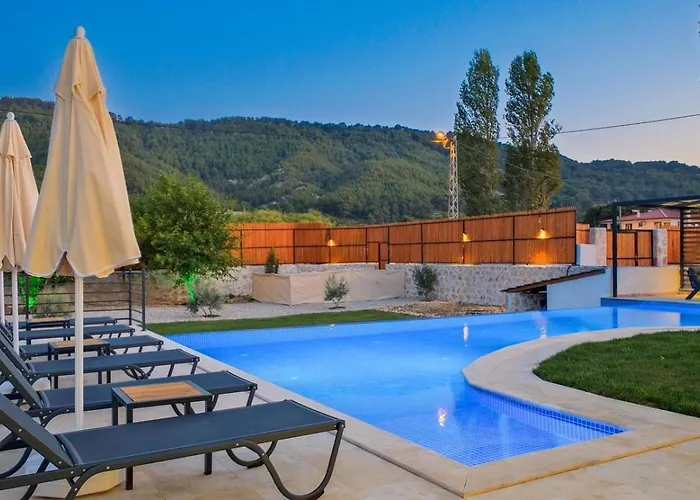 Saribelen 3 Bedroom Secluded With Private Pool Hot Tub Villa Kalkan